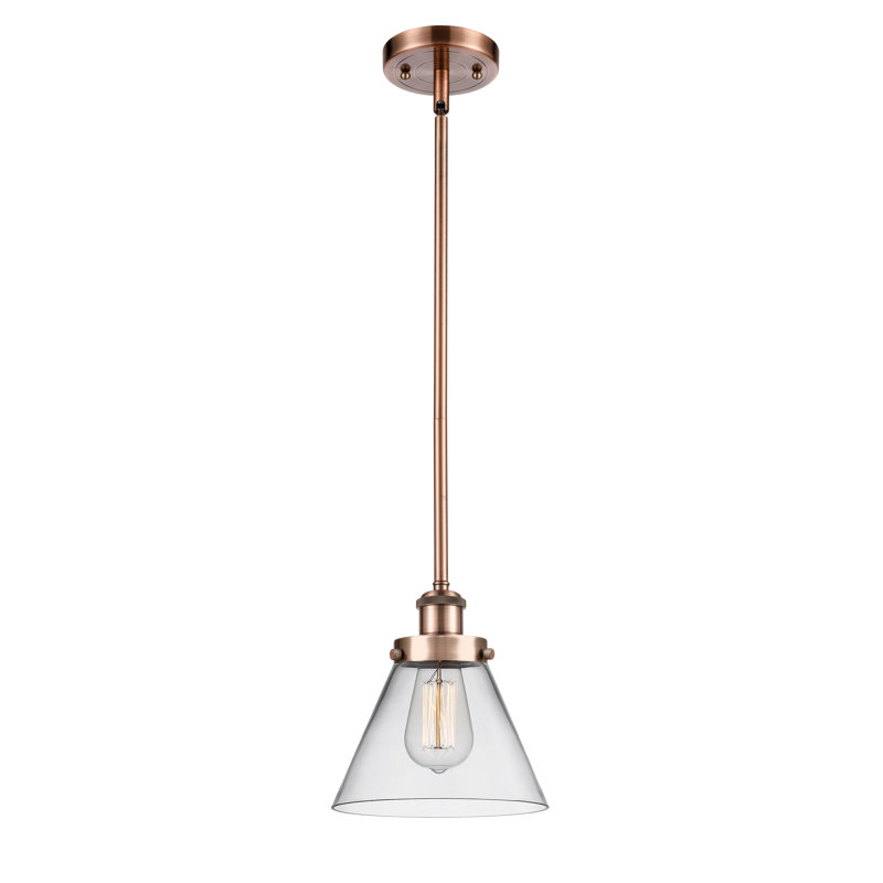 Mini-luminaire suspendu 8 "Ballston Urban Cone - 1 lumière, Clair, Cuivre antique, DEL