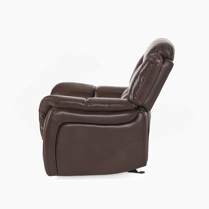 Texian 71" Wide Manual Glider Club Recliner, Brown Faux leather