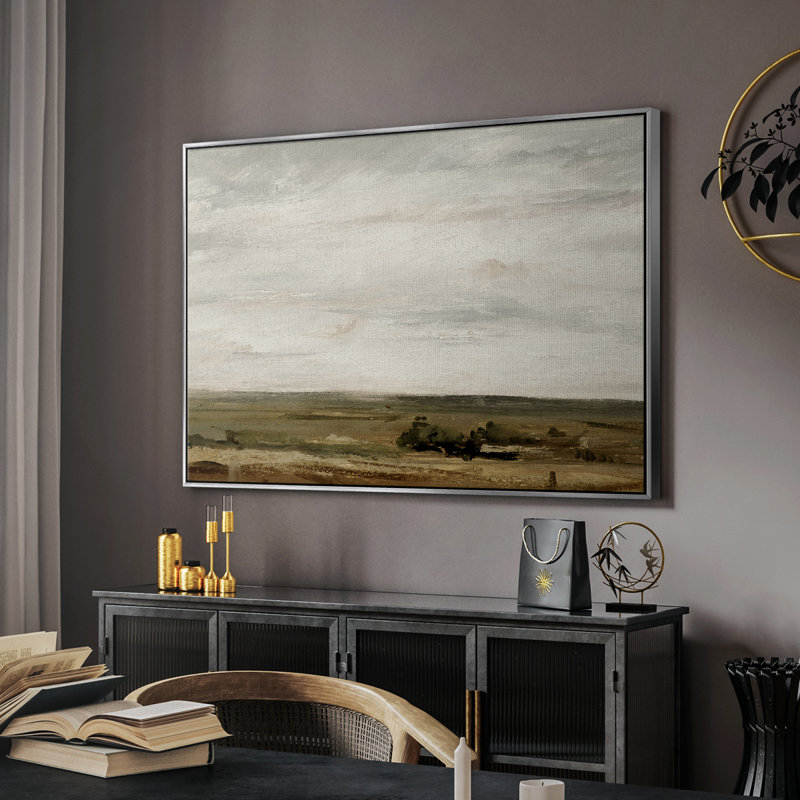 Paysage rétro - CMXLVI, H 27 po x l 41 po x P 2 po, Toile argentée avec cadre flottant