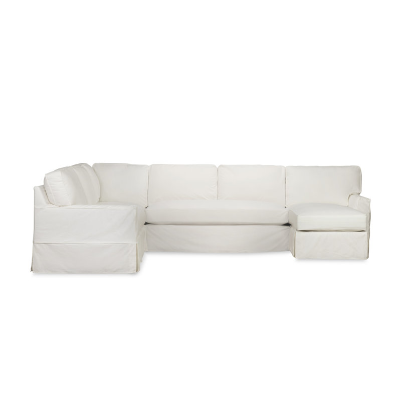 Canapé modulaire 4 pièces Taylor, Orienté à gauche (vu de face), Toile lavable blanc cassé Bayou