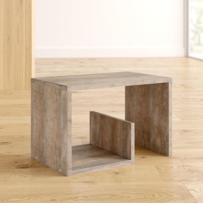 Pedestal End Table, Sand Oak
