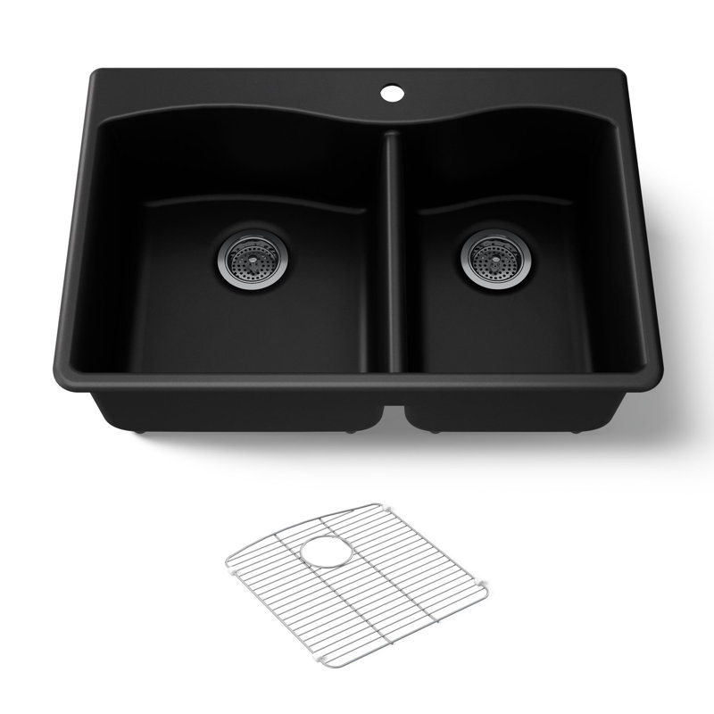 Kennon Neoroc 33" L x 22" W Dual Mount Kitchen Sink, Matte Black