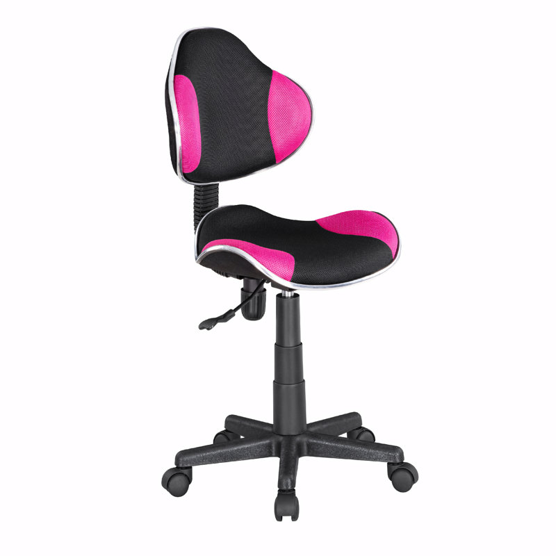 Aldous 360° Swivel Writing Office Task Chair with Mesh Back and Adjustable Height, Black/Pink