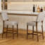 Tabouret de bar 26 po en bois d'hévéa gris clair et noyer, niveleur de sol réglable, siège spacieux pour îlot de cuisine (gris clair, ensemble de 2)-810233002