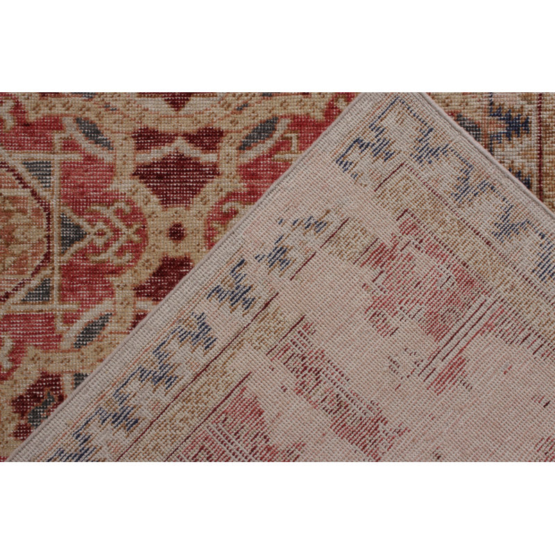 Distressed Homage Hand Knotted Wool Geometric Area Rug, Runner 3' x 8'