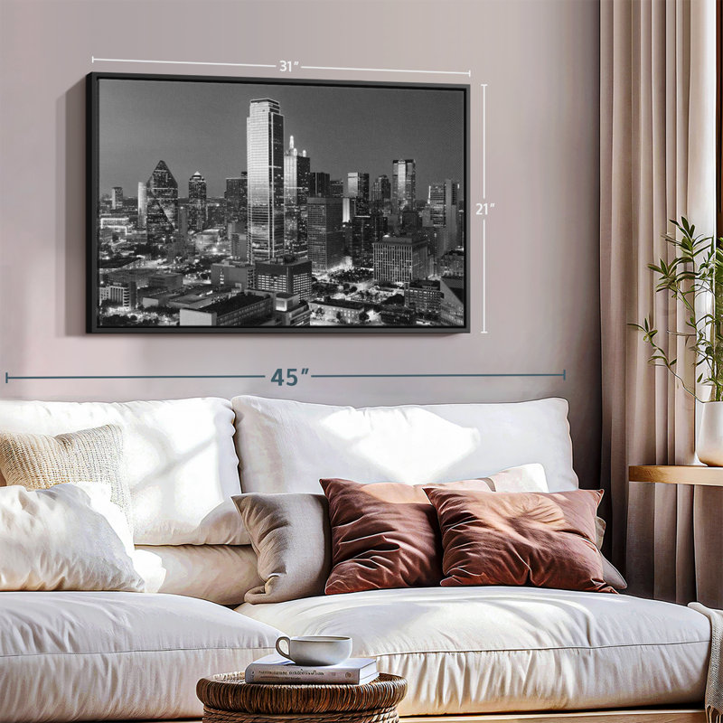 Impression sur toile monochrome, Dallas, Texas, H 21 po x l 31 po