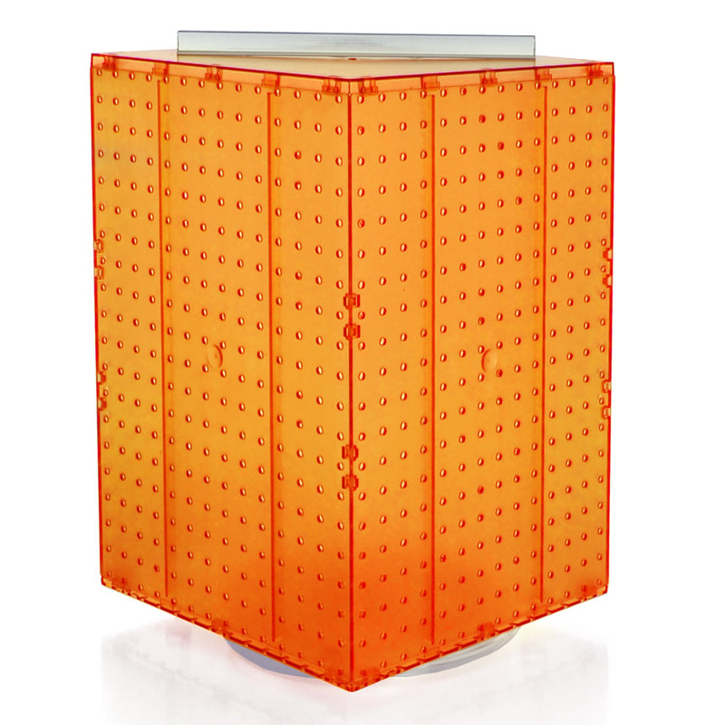 Orange Translucent 4-Sided Revolving Pegboard Display Stand