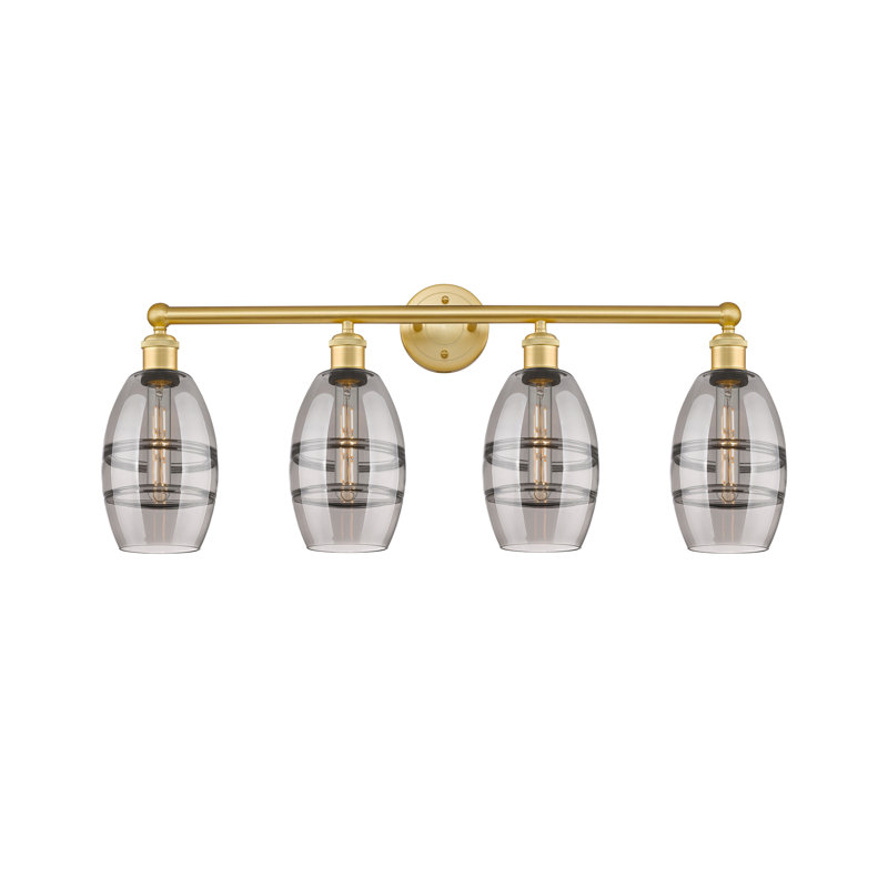 Dundrod 4 - Light Dimmable Vanity Light, Light Smoke, Satin Gold
