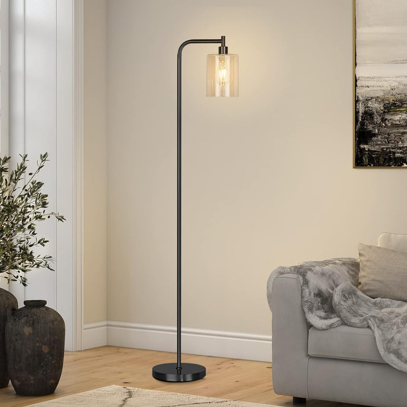 Jolando 67'' LED Arched Floor Lamp with USB, Black