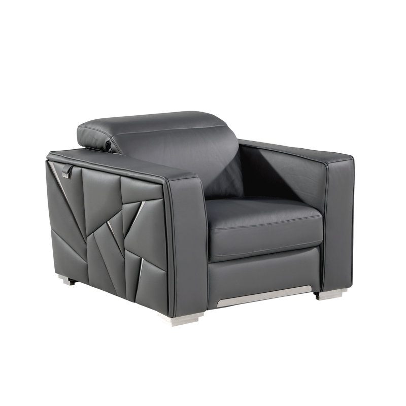 Fauteuil Eain, Gris foncé, Argent