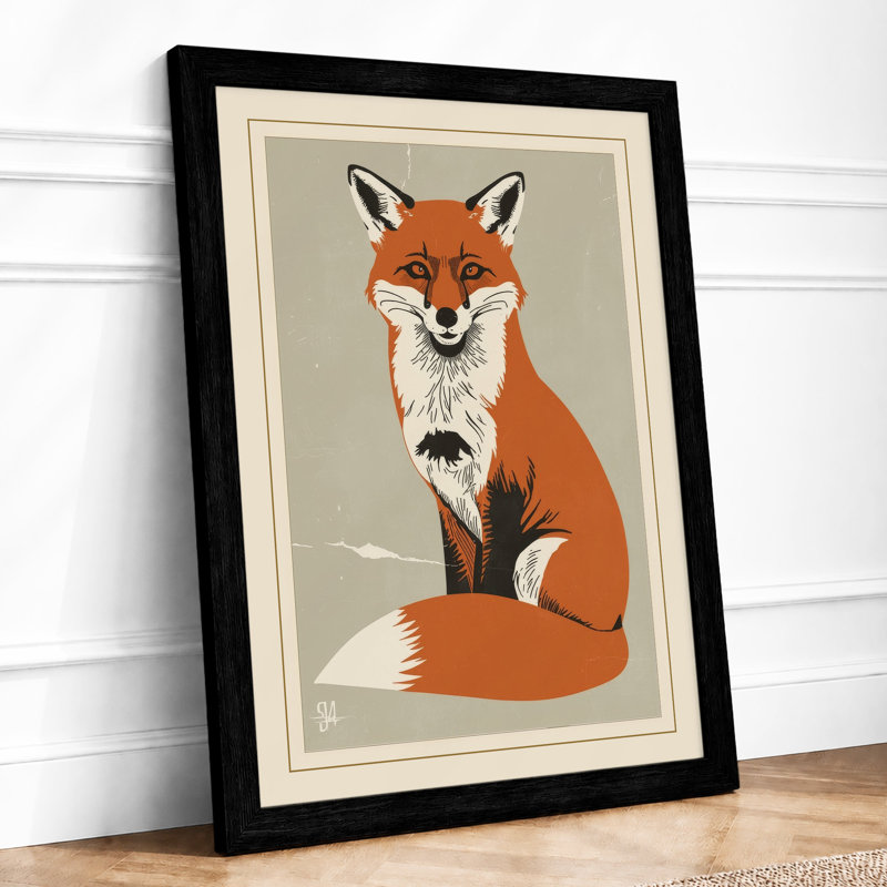 Dignified Fox Modern - Framed Print, Black, A3 - 42.0 x 29.7 cm