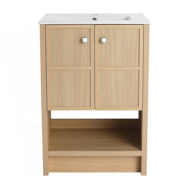 Meuble-lavabo autoportant avec lavabo en céramique, 24"