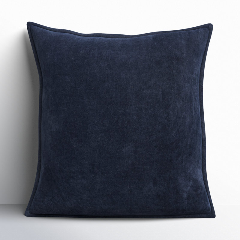 Edgar 100% Cotton Throw Pillow, Blue, Down, 22"H x 22"W