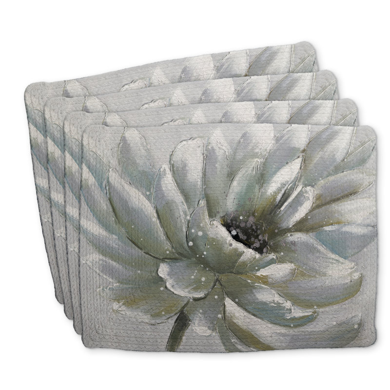Ensemble de 4 napperons en polyester tressé blanc