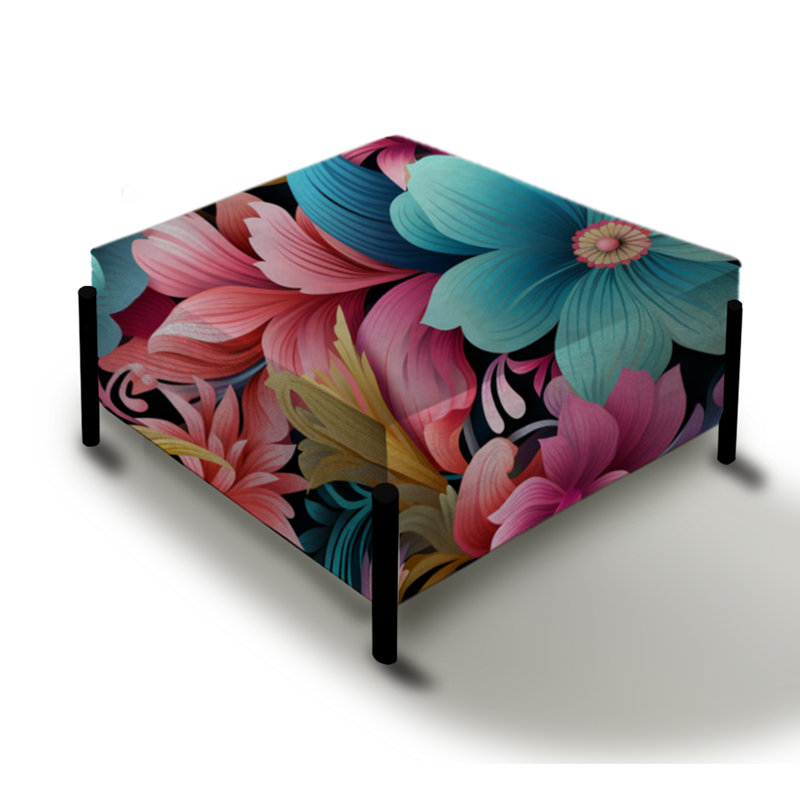Éclectique Hibiscus Fusion Frenzy - Grand repose-pieds carré éclectique