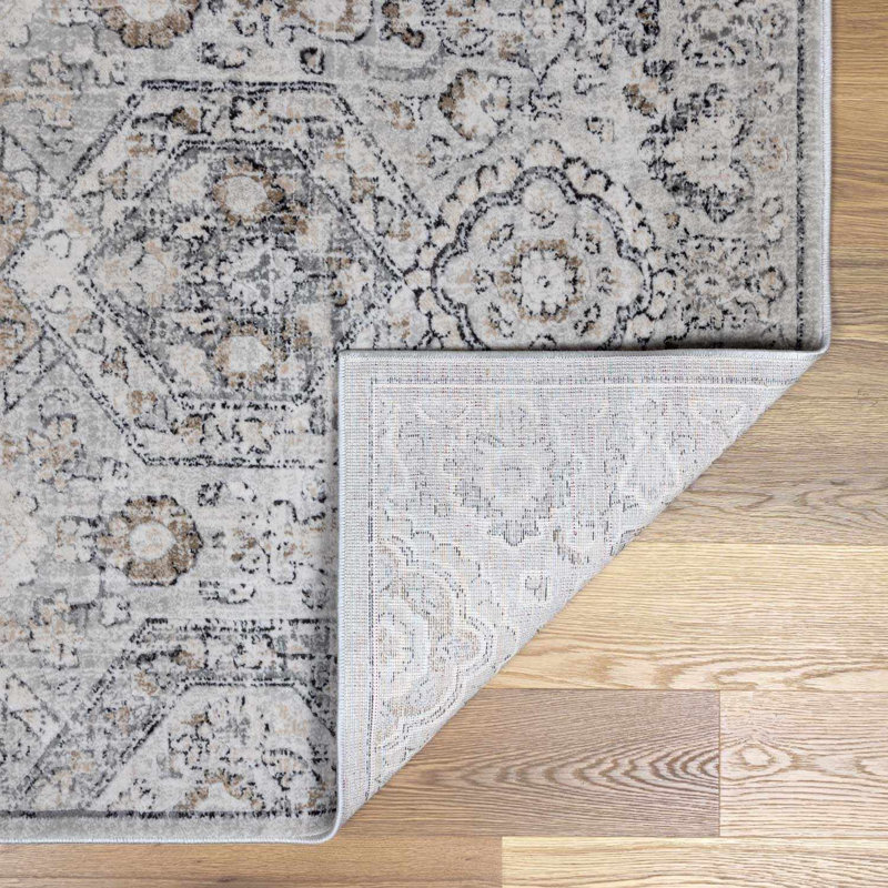 Chivonna Farmhouse Damask Neutral Color Area Rug, Rectangle 9'9" x 13'11"