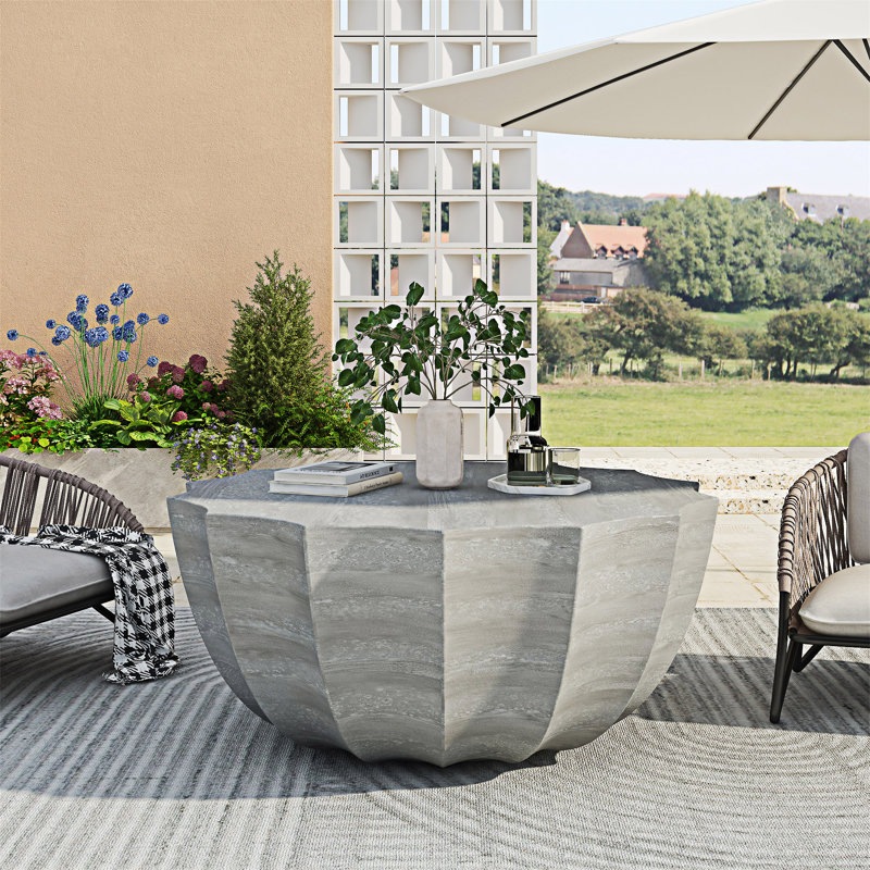 Outdoor and Indoor Waterproof Coffee Table, Light Gray
