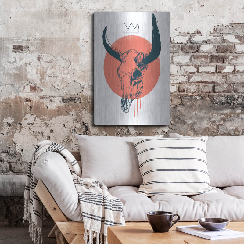  'Bull Skull' by Balazs Solti Metal Wall Art, 24" x 36", 36" H x 24" W