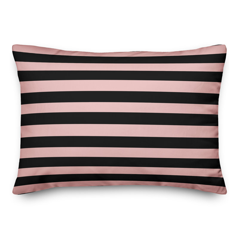 Blush and Black Stripes Rectangular Pillow Cover & Insert