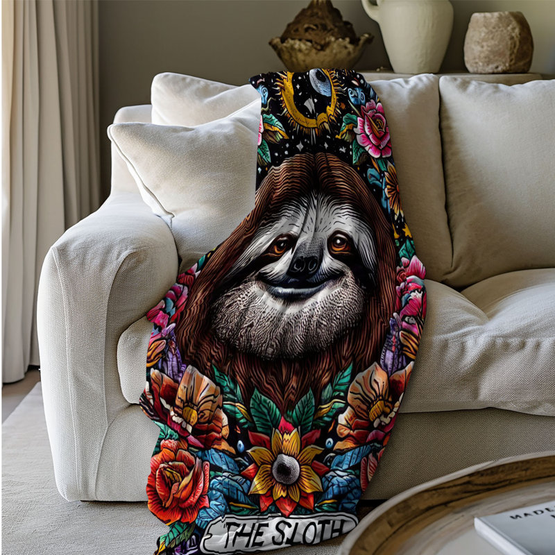 The Sloth Tarot Card - jeté Sherpa Blan Premium 1 pièce, L 60 po x L 80 po