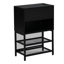Lit plateforme confortable en métal avec tablettes de rangement latérales et armoire pleine grandeur en bois, noir-392620936-392620939