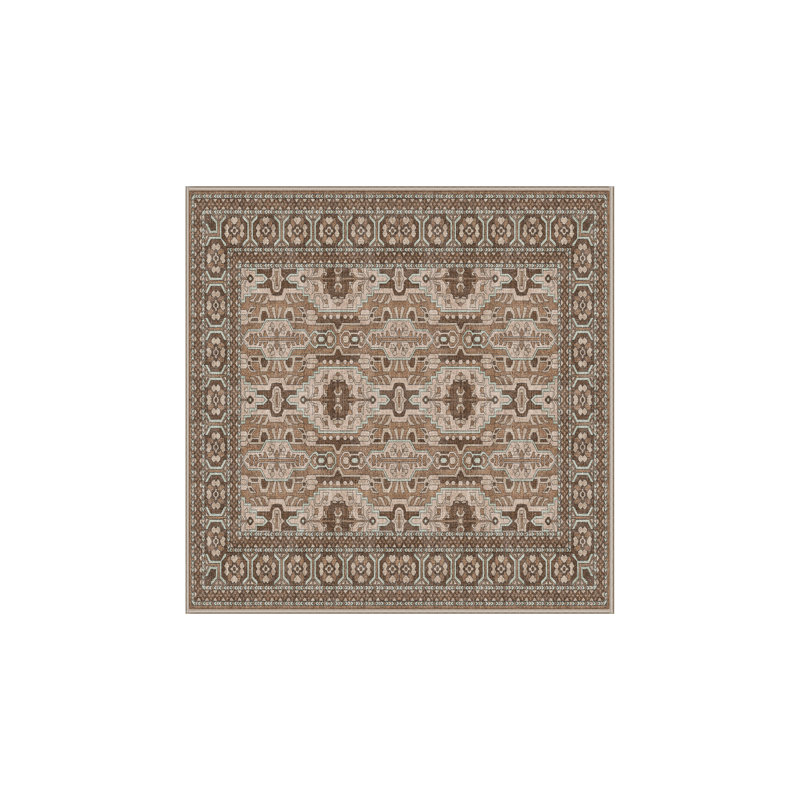 Tapis oriental en chenille / polyester tissé à la main Florestan, Carré 8 pi
