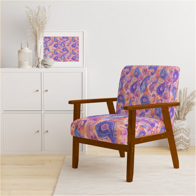 Modern Upholstered Chair - Paisley Harmony Pink Arm Chair