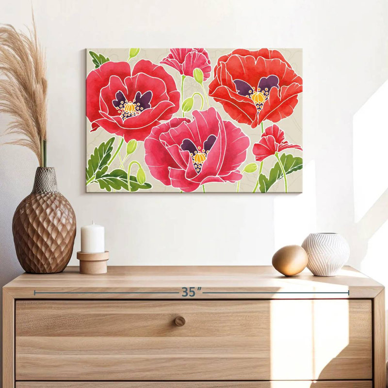 Kerner Sunshine Poppies, 16" H x 24" W