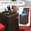 Ensemble de meubles d'extérieur 7 pièces avec table de foyer et couvercle de réservoir de propane noir-344454419
