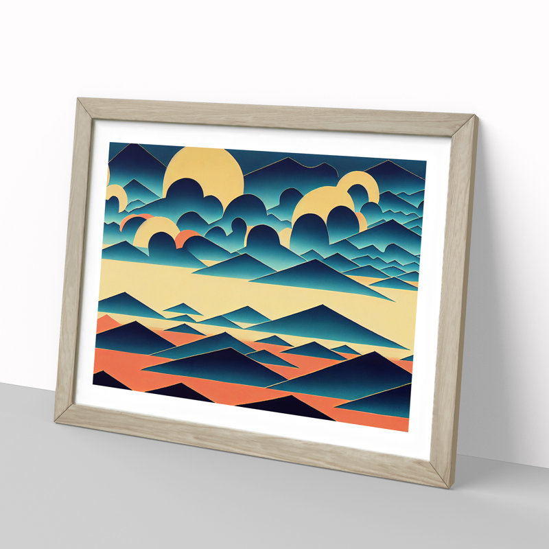 Abstract Mountain Clouds - Framed Print, 46cm H x 64cm W x 2cm D, Oak