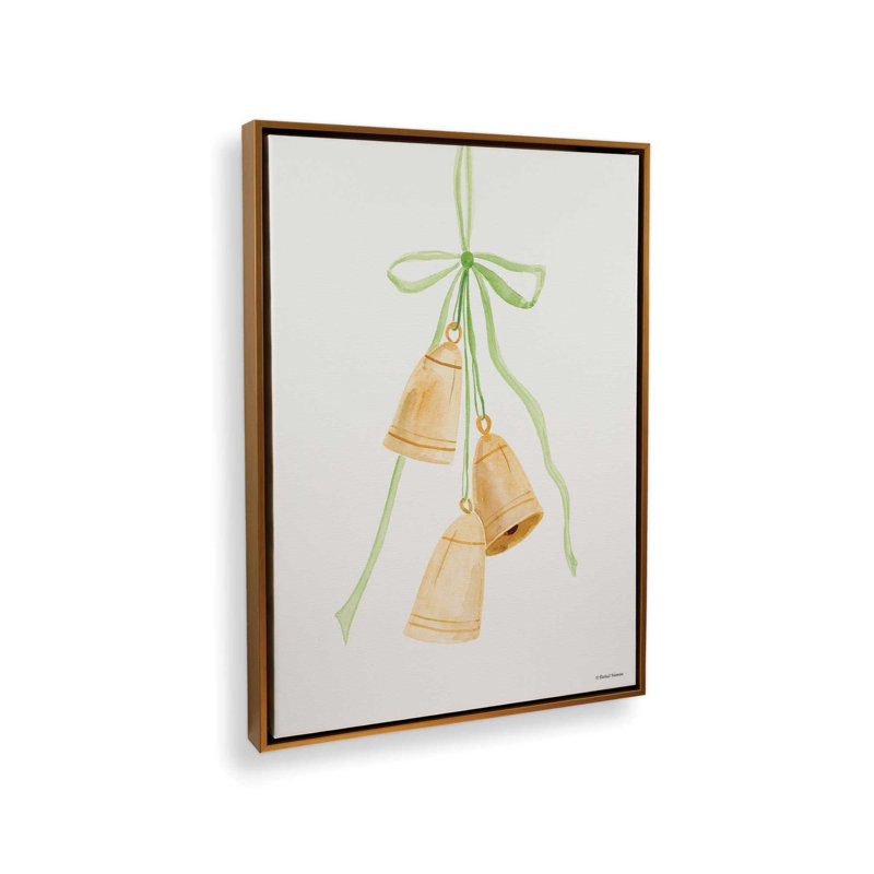 «Christmas Bells» par Rachel Nieman, reproduction d'art, L 36 x H 48, Doré, Toile avec cadre