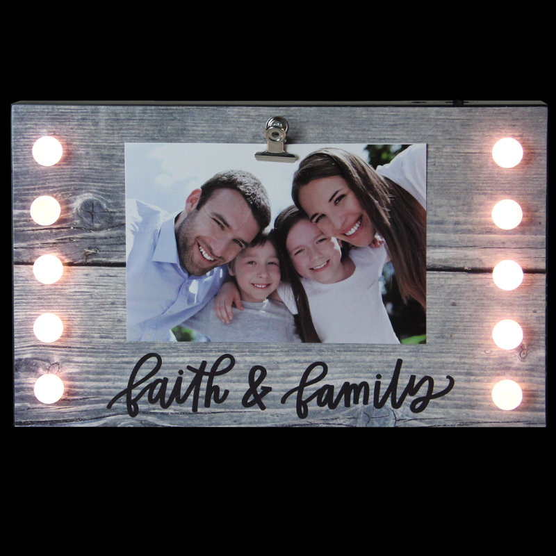 Cadre photo à DEL Faith & Family avec pinces 4 po X 6 po