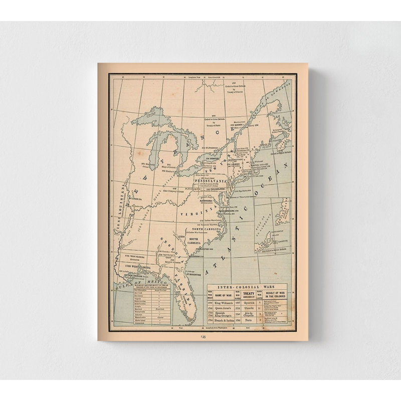 «South Eastern North America Wars - Cram 1888», impression d'affiche de carte militaire, idée de décor de bataille, histoire de l'Amérique du Nord, affiche de guerre