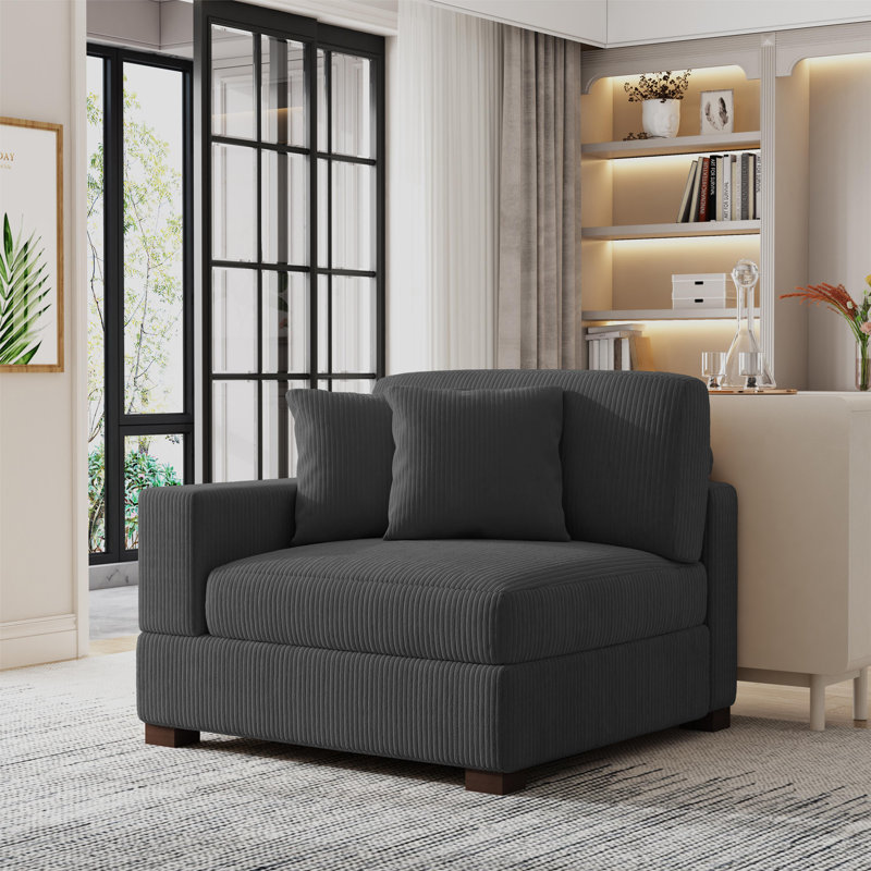 Yalisa Upholstered Armchair, Gray Corduroy