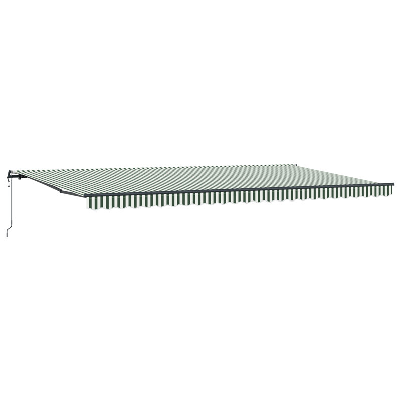 Brayden Studio Retractable Patio Awning, 600 cm W x 350 cm D, Green/White Striped