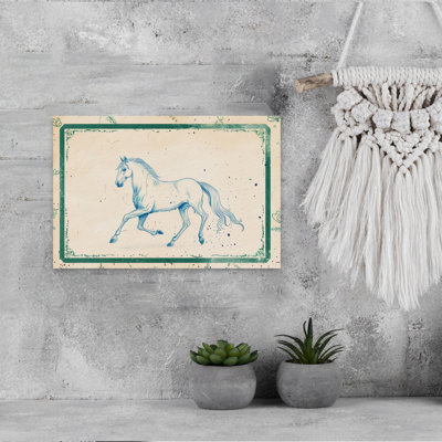 Elegant Blue Horse Sketch Classic Elegant Rustic Horse Wall Art Print 1 Piece Wrapped Canvas Wall Art