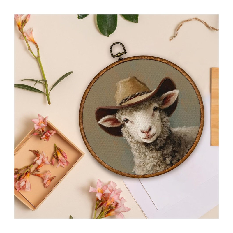 Retro Sheep Round Wall Art Canvas