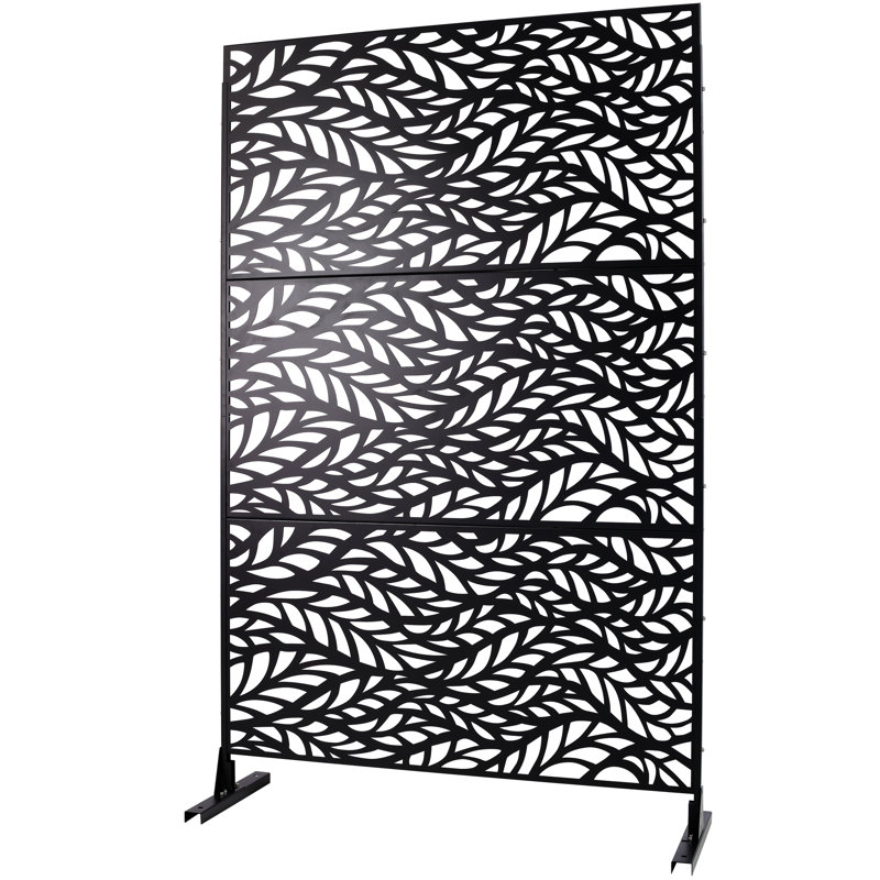 Écran d'intimité en métal l 76 po H48 po - Panneau décoratif intérieur et extérieur. Rouille, ajoute à la terrasse, au patio. PS110 Noir polyvalent pour l'extérieur. Construit, élégant.