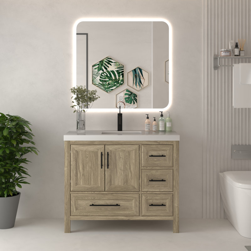 Ensemble de meuble-lavabo sur pied 42 po Vivian, Chêne gris clair