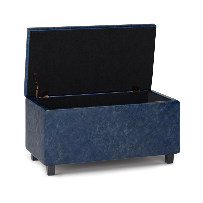 Banc repose-pieds avec rangement caché Cosmopolitan, Bleu denim