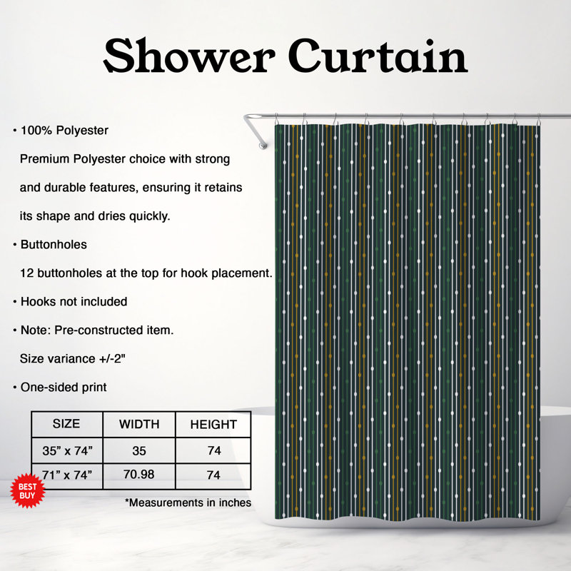 Rideau de douche Elegant Leaves - Premium, H 74 po x l 71 po