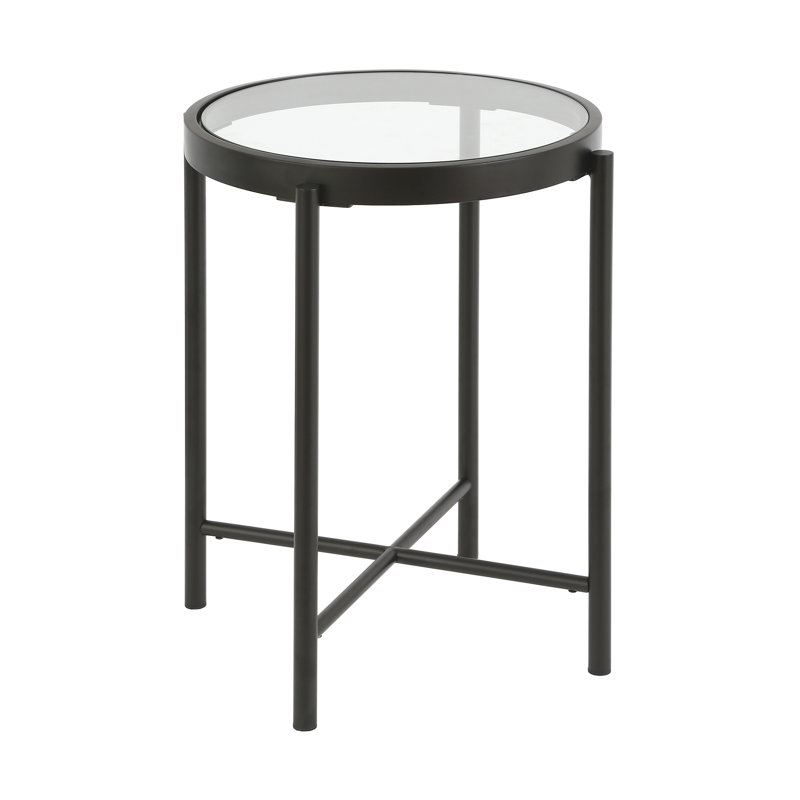 Glass Top End Table, Blackened Bronze