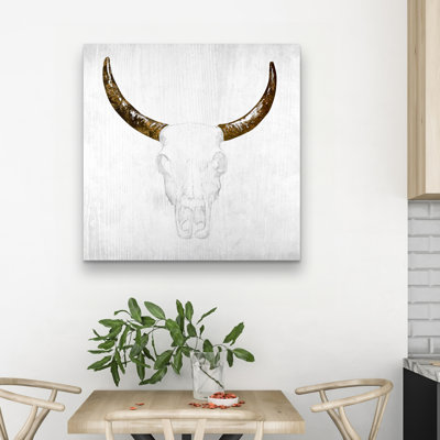 Bull skull with horns - 32"x32" art on canvas