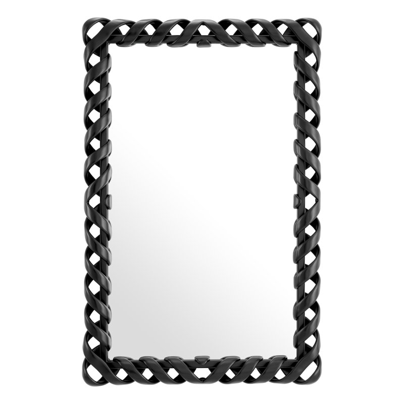 Casone Rectangle Solid Wood Mirror, Piano Black