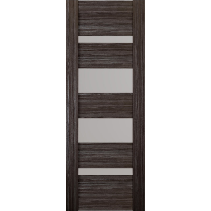 Dalle de porte intérieure en bois manufacturé et en verre givré Ella, 27,75 po x 79,37 po, Chêne gris