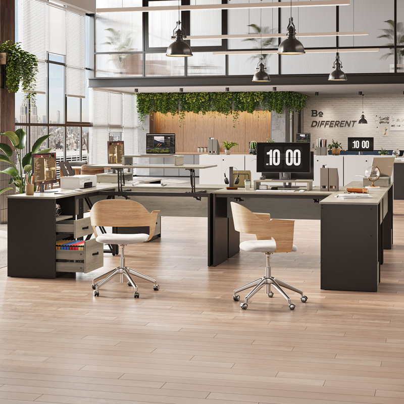 Adjustable L-Shaped Computer Desk