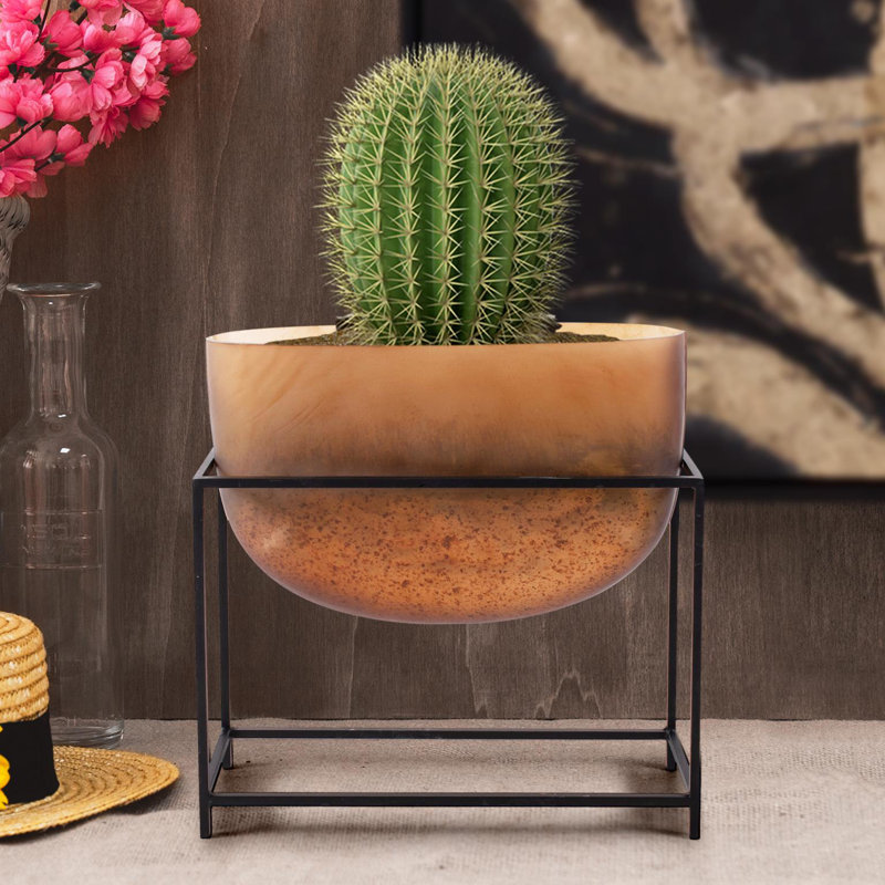 Bronze Euler Vase with Black Iron Stand- Tall, 13''