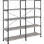 Bibliothèque rustique à 4 tablettes en bois flotté gris et noir, mobilier de bureau, bibliothèque noire à structure métallique, 4 tablettes pour le bureau,-126060727