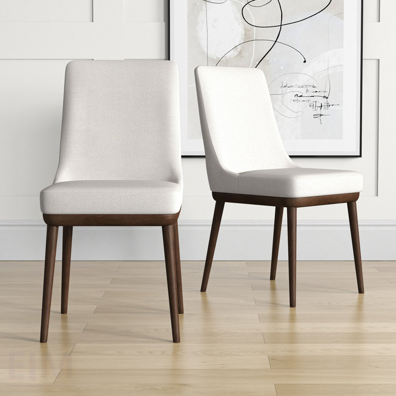 Ensemble de chaises de salle à manger de style Mid-Century moderne, revêtement en lin durable et structure en bois massif pour plus de confort et de style