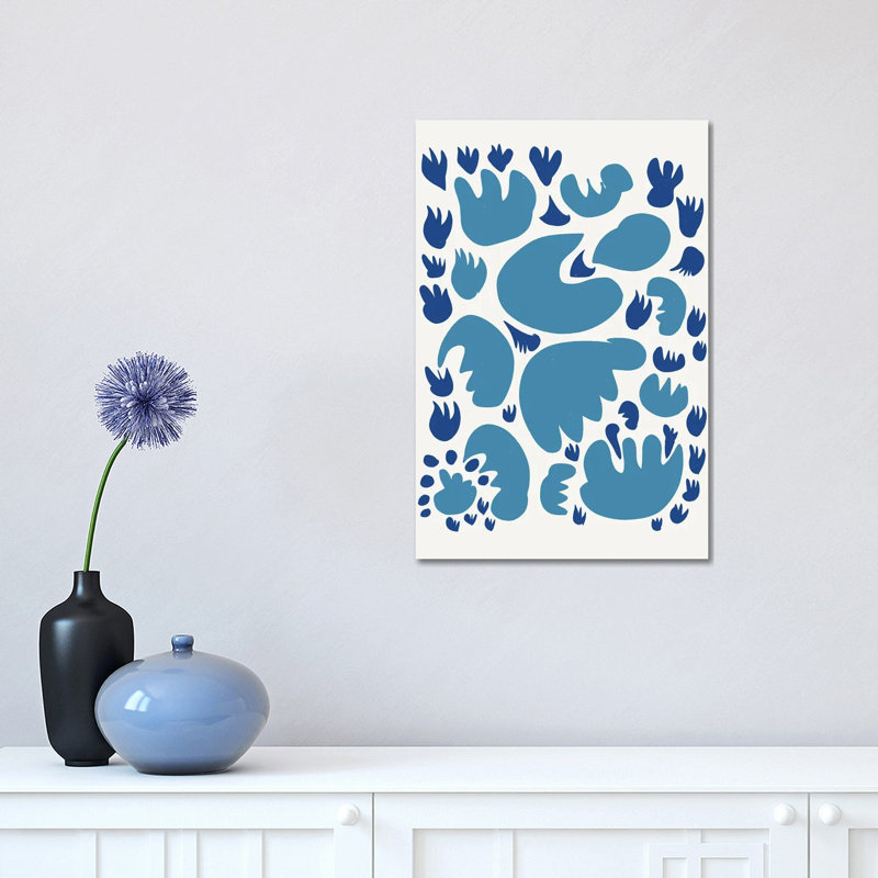 Blue Cuts Out Abstract 1 Piece Wrapped Canvas Wall Art, 30.48 cm H x 45.72 cm W